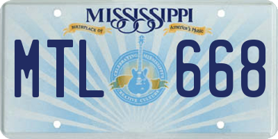 MS license plate MTL668