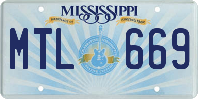 MS license plate MTL669