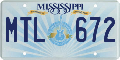 MS license plate MTL672