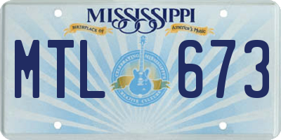 MS license plate MTL673