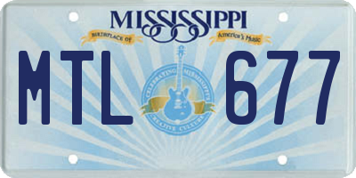 MS license plate MTL677