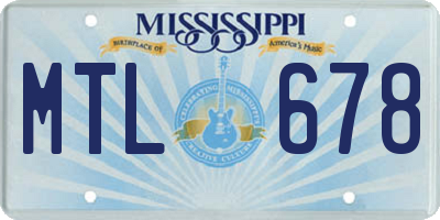MS license plate MTL678