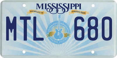 MS license plate MTL680