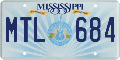 MS license plate MTL684