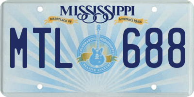 MS license plate MTL688