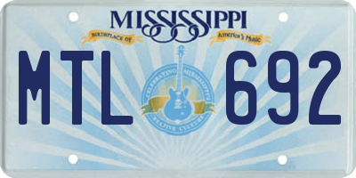 MS license plate MTL692