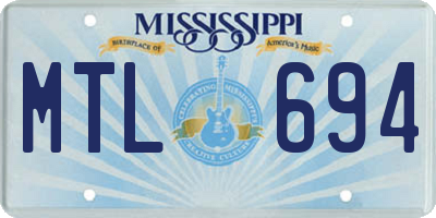 MS license plate MTL694
