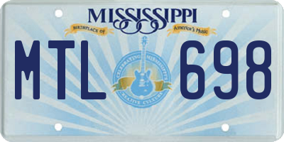 MS license plate MTL698
