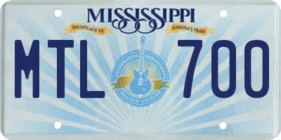 MS license plate MTL700