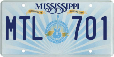 MS license plate MTL701
