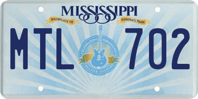 MS license plate MTL702