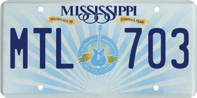 MS license plate MTL703
