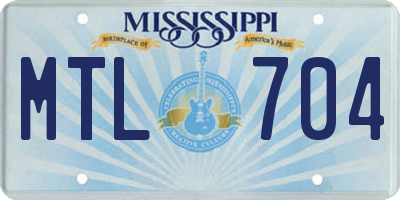 MS license plate MTL704