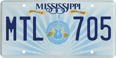 MS license plate MTL705