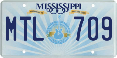 MS license plate MTL709