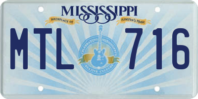 MS license plate MTL716