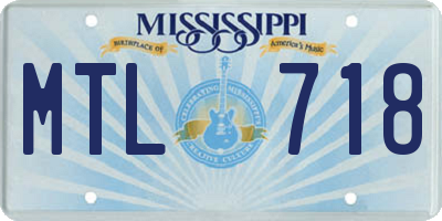 MS license plate MTL718