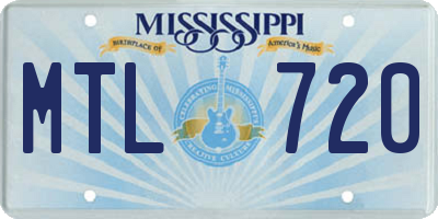 MS license plate MTL720