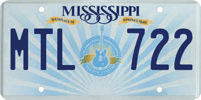 MS license plate MTL722
