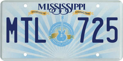 MS license plate MTL725