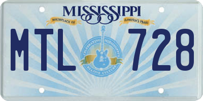 MS license plate MTL728