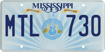 MS license plate MTL730