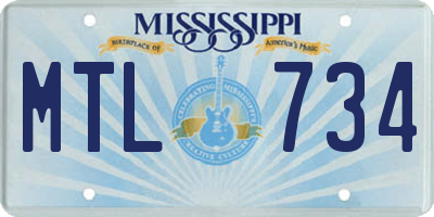 MS license plate MTL734