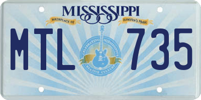 MS license plate MTL735