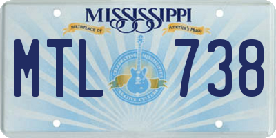 MS license plate MTL738