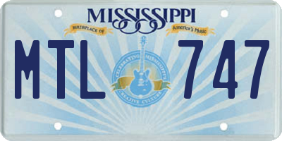 MS license plate MTL747