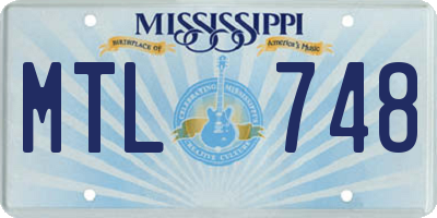 MS license plate MTL748