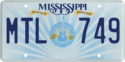 MS license plate MTL749