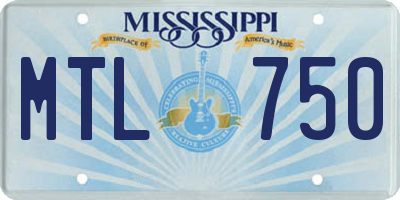 MS license plate MTL750