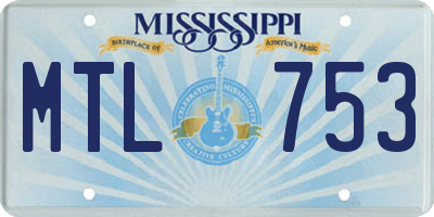 MS license plate MTL753