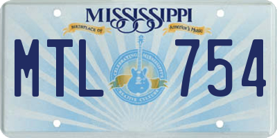MS license plate MTL754