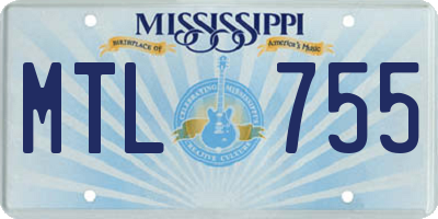 MS license plate MTL755