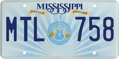MS license plate MTL758