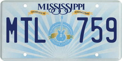 MS license plate MTL759