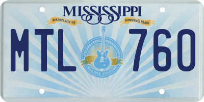 MS license plate MTL760
