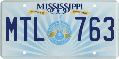 MS license plate MTL763