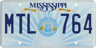 MS license plate MTL764