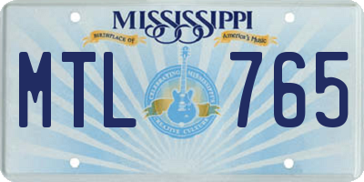 MS license plate MTL765
