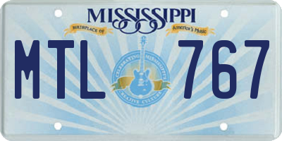 MS license plate MTL767