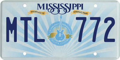 MS license plate MTL772