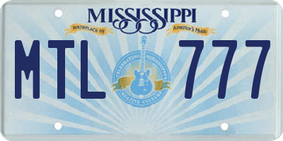 MS license plate MTL777