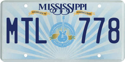 MS license plate MTL778