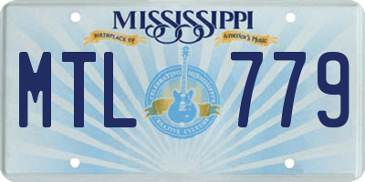 MS license plate MTL779