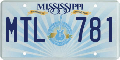 MS license plate MTL781