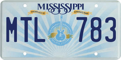 MS license plate MTL783