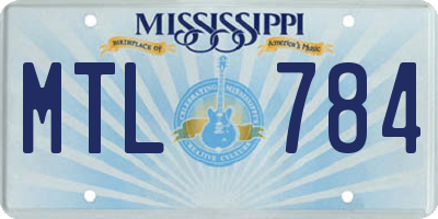 MS license plate MTL784